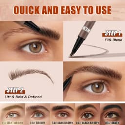 Dual Ended Eyebrow Pencil Waterproof Highly Pigmented Long Lasting Non Smudge 4D Microblading Effect 2 in 1 Liquid Pen