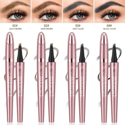 4 Fork Tip Eyebrow Pencil 3D Microblading Waterproof Dark Brown Natural Colour Fine Stroke Magic Eyebrow Pencil 2024 New Ladies