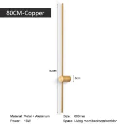 Indoor 360° Rotatable LED Wall Lamps with EU/US Plug Switch for Bedroom TV Background Long Strip Black Copper LED Wall Lights