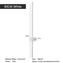 Indoor 360° Rotatable LED Wall Lamps with EU/US Plug Switch for Bedroom TV Background Long Strip Black Copper LED Wall Lights
