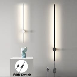 Indoor 360° Rotatable LED Wall Lamps with EU/US Plug Switch for Bedroom TV Background Long Strip Black Copper LED Wall Lights