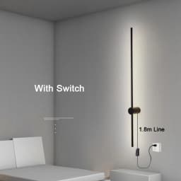 Indoor 360° Rotatable LED Wall Lamps with EU/US Plug Switch for Bedroom TV Background Long Strip Black Copper LED Wall Lights