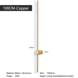 Indoor 360° Rotatable LED Wall Lamps with EU/US Plug Switch for Bedroom TV Background Long Strip Black Copper LED Wall Lights