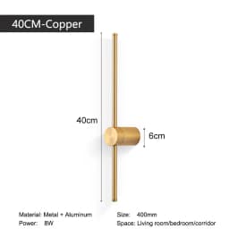 Indoor 360° Rotatable LED Wall Lamps with EU/US Plug Switch for Bedroom TV Background Long Strip Black Copper LED Wall Lights