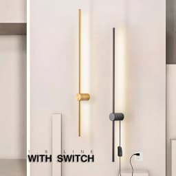 Indoor 360° Rotatable LED Wall Lamps with EU/US Plug Switch for Bedroom TV Background Long Strip Black Copper LED Wall Lights