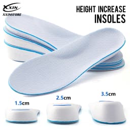 【Xxin】1.5/2.5/3.5cm Height Increase Insoles for Men and Women Memory Foam Arch Support Cushion Shoes Pads Size 35-46