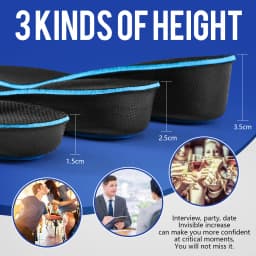 【Xxin】1.5/2.5/3.5cm Height Increase Insoles for Men and Women Memory Foam Arch Support Cushion Shoes Pads Size 35-46