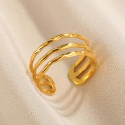 316L Stainless Steel Rings for Women Gold Color Multilayer Geometric Open Ring Vintage Waterproof Wedding Aesthetic Jewelry Gift