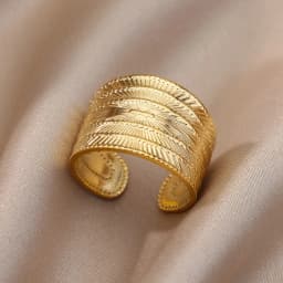 316L Stainless Steel Rings for Women Gold Color Multilayer Geometric Open Ring Vintage Waterproof Wedding Aesthetic Jewelry Gift