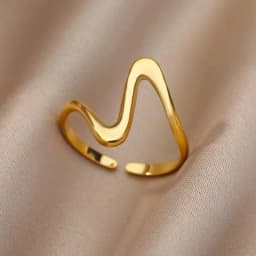 316L Stainless Steel Rings for Women Gold Color Multilayer Geometric Open Ring Vintage Waterproof Wedding Aesthetic Jewelry Gift