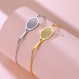 Skyrim Tennis Racket and Ball Charm Bracelet Stainless Steel Red Rope Hand Bracelets for Women Fashion Sport Jewelry Gift