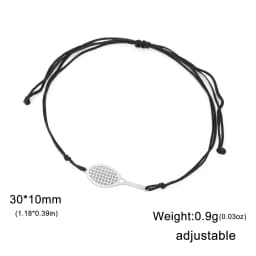 Skyrim Tennis Racket and Ball Charm Bracelet Stainless Steel Red Rope Hand Bracelets for Women Fashion Sport Jewelry Gift