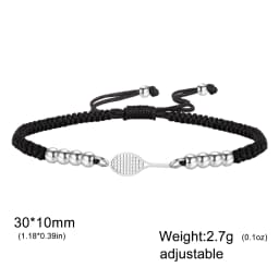 Skyrim Tennis Racket and Ball Charm Bracelet Stainless Steel Red Rope Hand Bracelets for Women Fashion Sport Jewelry Gift