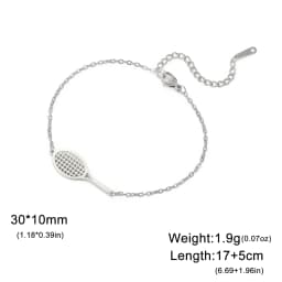 Skyrim Tennis Racket and Ball Charm Bracelet Stainless Steel Red Rope Hand Bracelets for Women Fashion Sport Jewelry Gift