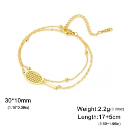 Skyrim Tennis Racket and Ball Charm Bracelet Stainless Steel Red Rope Hand Bracelets for Women Fashion Sport Jewelry Gift