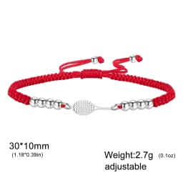 Skyrim Tennis Racket and Ball Charm Bracelet Stainless Steel Red Rope Hand Bracelets for Women Fashion Sport Jewelry Gift