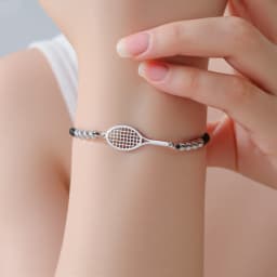 Skyrim Tennis Racket and Ball Charm Bracelet Stainless Steel Red Rope Hand Bracelets for Women Fashion Sport Jewelry Gift