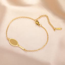 Skyrim Tennis Racket and Ball Charm Bracelet Stainless Steel Red Rope Hand Bracelets for Women Fashion Sport Jewelry Gift