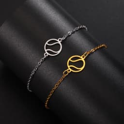 Skyrim Tennis Racket and Ball Charm Bracelet Stainless Steel Red Rope Hand Bracelets for Women Fashion Sport Jewelry Gift