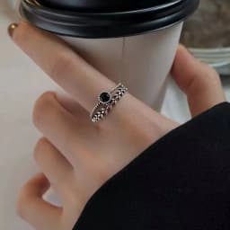 PANJBJ 925 Sterling Silver Stars Ring For Women Blue Crystal Opening Sweet Romance Irregular Versatile Jewelry Gift Dropshipping