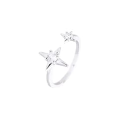 PANJBJ 925 Sterling Silver Stars Ring For Women Blue Crystal Opening Sweet Romance Irregular Versatile Jewelry Gift Dropshipping