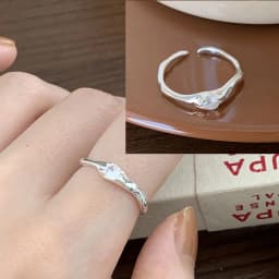 PANJBJ 925 Sterling Silver Stars Ring For Women Blue Crystal Opening Sweet Romance Irregular Versatile Jewelry Gift Dropshipping