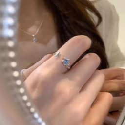 PANJBJ 925 Sterling Silver Stars Ring For Women Blue Crystal Opening Sweet Romance Irregular Versatile Jewelry Gift Dropshipping