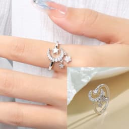 PANJBJ 925 Sterling Silver Stars Ring For Women Blue Crystal Opening Sweet Romance Irregular Versatile Jewelry Gift Dropshipping