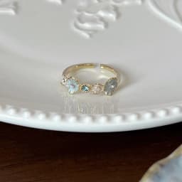 PANJBJ 925 Sterling Silver Stars Ring For Women Blue Crystal Opening Sweet Romance Irregular Versatile Jewelry Gift Dropshipping