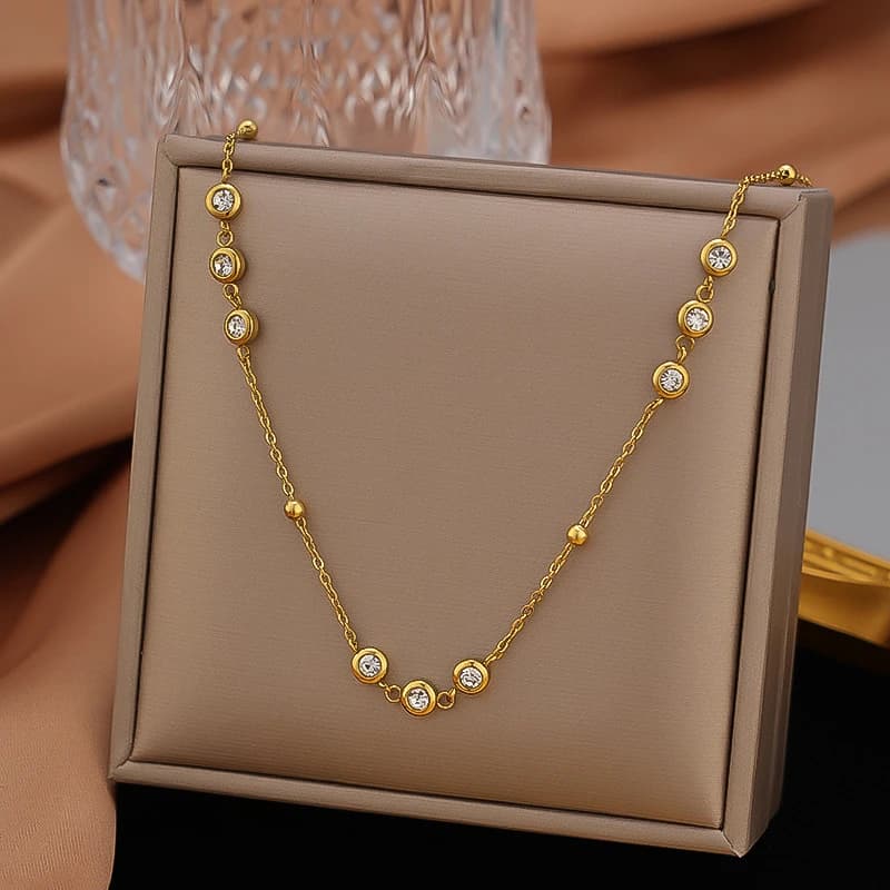 316L Stainless Steel 2025 New Trend 18K Gold-plated Jewelry Set Elegant Style Embed Zircon Woman Charm Chain Necklaces Bracelet