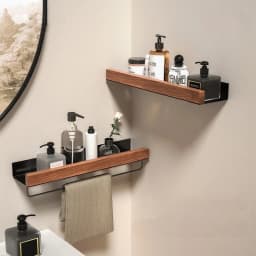 Wood Aluminum Material Corner Shelf Shampoo Storage Shelf Shower Wall Rack Bathroom Organizer Bathroom Accessories