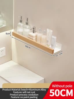 Wood Aluminum Waterproof for Bathroom Shelf Shelves Shampoo Makeup Storage Holder Accessories Kitchen Sorage Bath Accessories