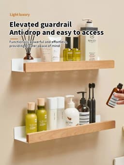 Wood Aluminum Waterproof for Bathroom Shelf Shelves Shampoo Makeup Storage Holder Accessories Kitchen Sorage Bath Accessories
