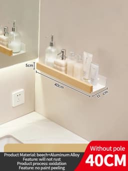 Wood Aluminum Waterproof for Bathroom Shelf Shelves Shampoo Makeup Storage Holder Accessories Kitchen Sorage Bath Accessories