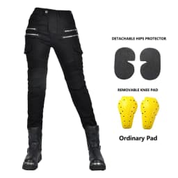 New Motocross Trousers Double Zipper Metal Style Moto Men For Woman Outdoor Riding Jeans With Protective Gear Motorcycle Pants