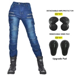 New Motocross Trousers Double Zipper Metal Style Moto Men For Woman Outdoor Riding Jeans With Protective Gear Motorcycle Pants