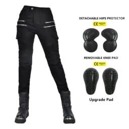 New Motocross Trousers Double Zipper Metal Style Moto Men For Woman Outdoor Riding Jeans With Protective Gear Motorcycle Pants