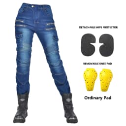 New Motocross Trousers Double Zipper Metal Style Moto Men For Woman Outdoor Riding Jeans With Protective Gear Motorcycle Pants