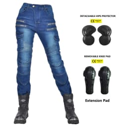 New Motocross Trousers Double Zipper Metal Style Moto Men For Woman Outdoor Riding Jeans With Protective Gear Motorcycle Pants