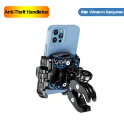 Aluminum Anti-Vibration Motorcycle Phone Mount Holder 1s Lock Camera Friendly Anti-Theft Handlebar for Bike Bicycle Scooter ATV