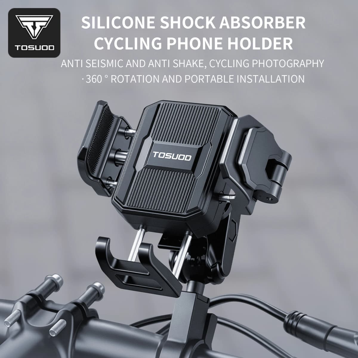 TOSUOD Bike Phone Holder 360° View Bicycle Phone Holder Stand Motorcycle Shockproof Phone Bracket