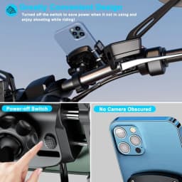 Aluminum Motorcycle USB Phone Holder Handlebar Rear-View Mirror Mount Charger with USB C Fast Charge Port for 5.4"-7.2" Phones
