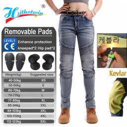 Kevlar Motorcycle Jeans Women Windproof Abrasion Resistant Protective Trousers Blue Off Road Riding Pants Four Seasons