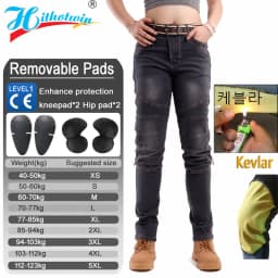 Kevlar Motorcycle Jeans Women Windproof Abrasion Resistant Protective Trousers Blue Off Road Riding Pants Four Seasons