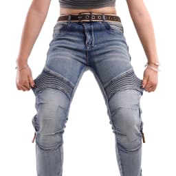 Kevlar Motorcycle Jeans Women Windproof Abrasion Resistant Protective Trousers Blue Off Road Riding Pants Four Seasons