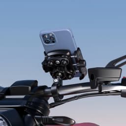 Motorcycle Bike Phone Holder Upgrade Anti Vibration Dual Clamp Handlebar or Mirror Fits Bar 0.87-1.25in Scooter Bike E-Scooters