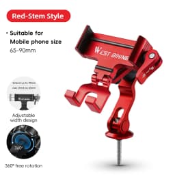 WEST BIKING 360° Rotation Bicycle Phone Holder Aluminum Handlebar Bike Phone Mount Adjustable Non-Slip For 65-90MM Phone Bracket