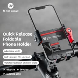 WEST BIKING 360° Rotation Bicycle Phone Holder Aluminum Handlebar Bike Phone Mount Adjustable Non-Slip For 65-90MM Phone Bracket