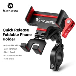 WEST BIKING 360° Rotation Bicycle Phone Holder Aluminum Handlebar Bike Phone Mount Adjustable Non-Slip For 65-90MM Phone Bracket