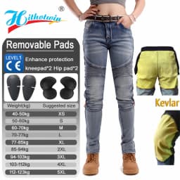 Kevlar Motorcycle Jeans Women Windproof Abrasion Resistant Riding Pants Four Seasons Protective Trousers Black Off Road